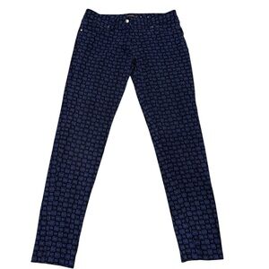 J. McLaughlin Navy Blue Geometric Print Straight Leg Pants - Size 2